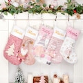 Christmas Stockings Personalized 3D Doll Stocking Embroidered Stockings with Name Sequin Stockings for Holiday Stocking for Christmas Gifts