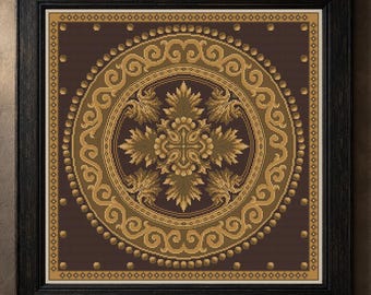 Antique Sampler Cross Stitch Pattern Vintage Leafy Ornament Embroidery Pillow Counted Xstitch #2031
