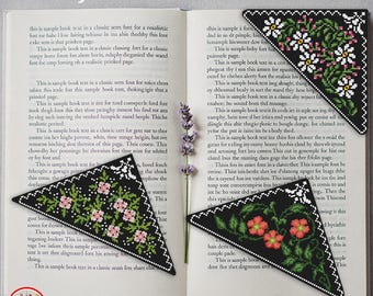 Flowers Corner Bookmarks Cross Stitch Pattern Floral Samplers Counted Xstitch Vintage Style Embroidery #2133