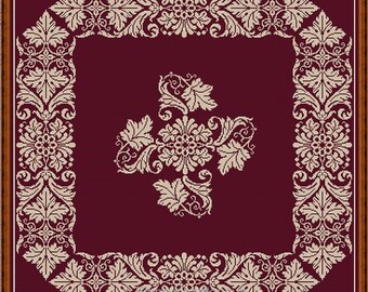 Leafy Monochrome Sampler Cross Stitch Pattern Pillow Embroidery Leaves Foliage Border Counted Xstitch #209