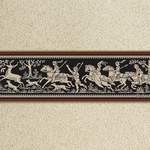 Medieval hunting monochrome sampler cross stitch pattern Deer hunting embroidery design Large cross stitch Hunt counted xstitch chart #2021
