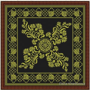 Floral Muster Kreuzstichmuster Stickdatei Blume schottische Distel Vintage Stickmuster Stickdatei Pflanze Blätter #438