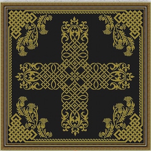 Bloemen zwart-wit sampler kruissteekpatroon Distel kruissteek Keltische knoop ornament xstitch chart Bloem bladeren borduurontwerp #597