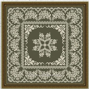 Patrón de punto de cruz de muestrario floral monocromático Diseño de bordado vintage de flores Punto de cruz de almohada Gráfico de punto de cruz contado de flores n.° 886
