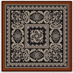 Sampler monocromo antiguo contado patrón de punto de cruz Almohada diseño de bordado de punto de cruz Funda de cojín cuadrado xstitch gráfico PDF #737