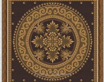 Antique sampler cross stitch pattern Vintage leafy ornament embroidery Pillow counted xstitch #2031