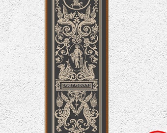 Monochrome sampler counted cross stitch pattern Ancient god Deities embroidery design Antique ornament xstitch chart Digital download #105