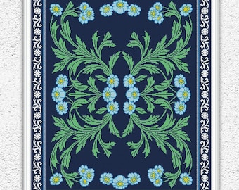 Art nouveau flowers cross stitch pattern Floral vintage embroidery Flowers leaves counted xstitch #816
