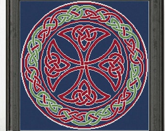 Celtic cross counted cross stitch pattern Irish embroidery design Celtic cross stitch Celtic circle knot ornament xstitch chart #231