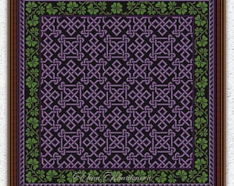 Celtic knot counted cross stitch pattern Celtic cross stitch Clover ornament embroidery design Irish motifs xstitch chart PDF #609