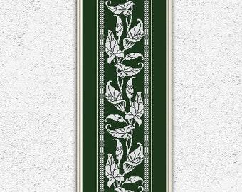 Lommerrijke monochrome sampler geteld kruissteekpatroon Bladeren kruissteek Botanisch borduurontwerp Botanische kruissteekkaart #874