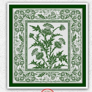 Blumen Blätter Muster Kreuzstichmuster Pflanzendistel Kreuzstich Blumenmuster Stickerei Stickmuster #242