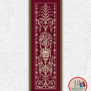 Roses vase monochrome sampler cross stitch pattern Floral vintage embroidery design Flowers bouquet counted xstitch chart #578
