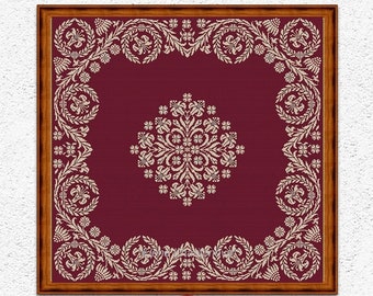 モノクロサンプラー クロスステッチパターン 枕クロスステッチ