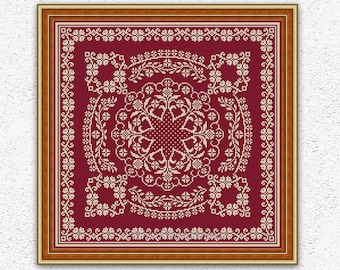 枕サンプルクロスステッチ モノクロの正方形の刺繍デザイン クッション