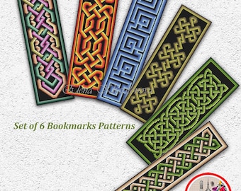 Celtic Knot Bookmarks Cross Stitch Pattern Colorful Gradient Geometric Samplers Counted Embroidery #828