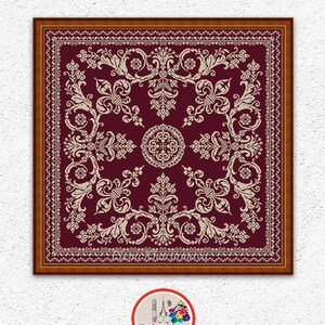 Muestra monocromática patrón de punto de cruz contado Diseño de bordado de punto de cruz de almohada Gráfico de xstitch de adorno antiguo Descarga PDF #646