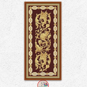 Goldene Drachen und Löwe Kreuzstichmuster Stickdatei Geflügelter Drache Kreuzstichmuster Stickdatei Geflügelter Drache Stickvorlage Stickmuster PDF