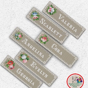 Custom bookmark cross stitch pattern Set of 6 floral bookmark samplers embroidery design Personalized flowers bookmark xstitch chart #688