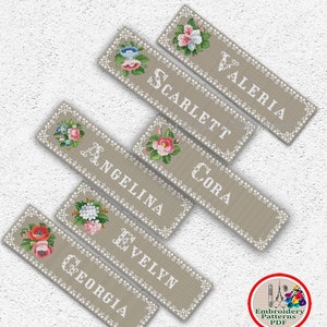 Aangepaste bladwijzer kruissteekpatroon Set van 6 bloemen bladwijzer samplers borduurontwerp Gepersonaliseerde bloemen bladwijzer xstitch-grafiek #688