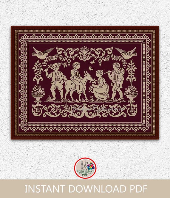 Country Monochrome Sampler Counted Cross Stitch Pattern Farm