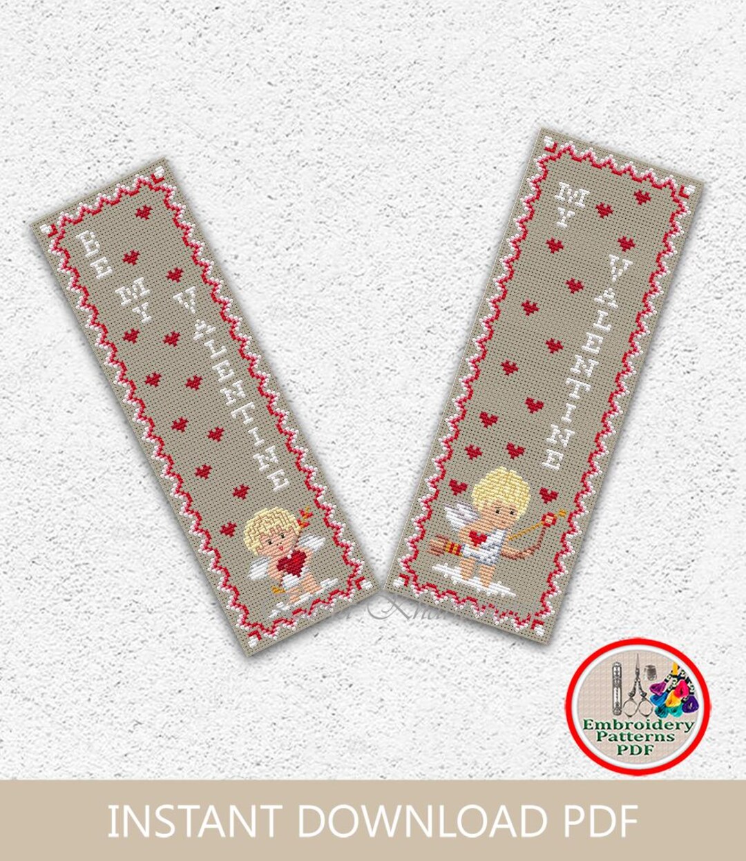 Cute Angels Bookmarks Cross Stitch Pattern Cupids And Hearts Bookmark cute-angels-bookmarks-cross-stitch-pattern-cupids-and-hearts-bookmark