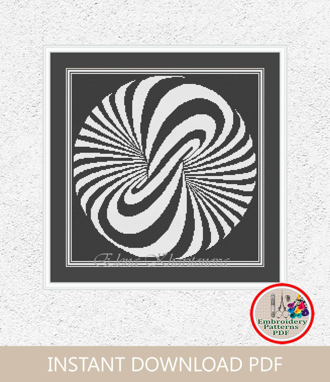 Monochrome Optical Illusion Cross Stitch Pattern Geometric Etsy