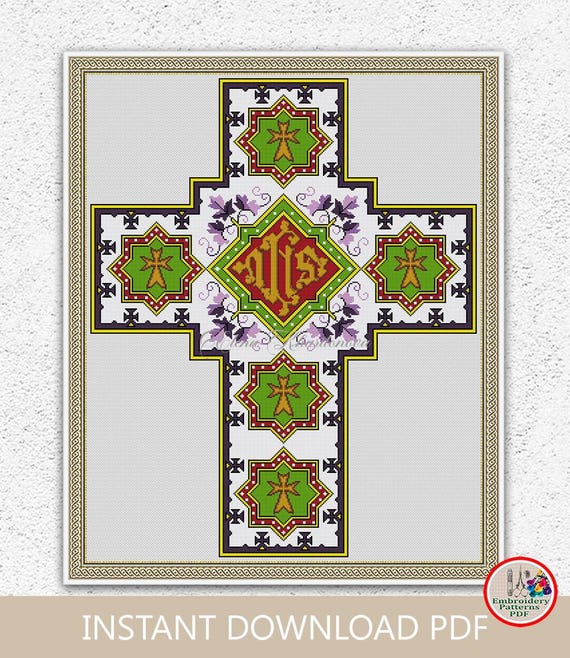 キリスト教のクロスステッチパターン 宗教的な刺繍デザイン キリスト教 