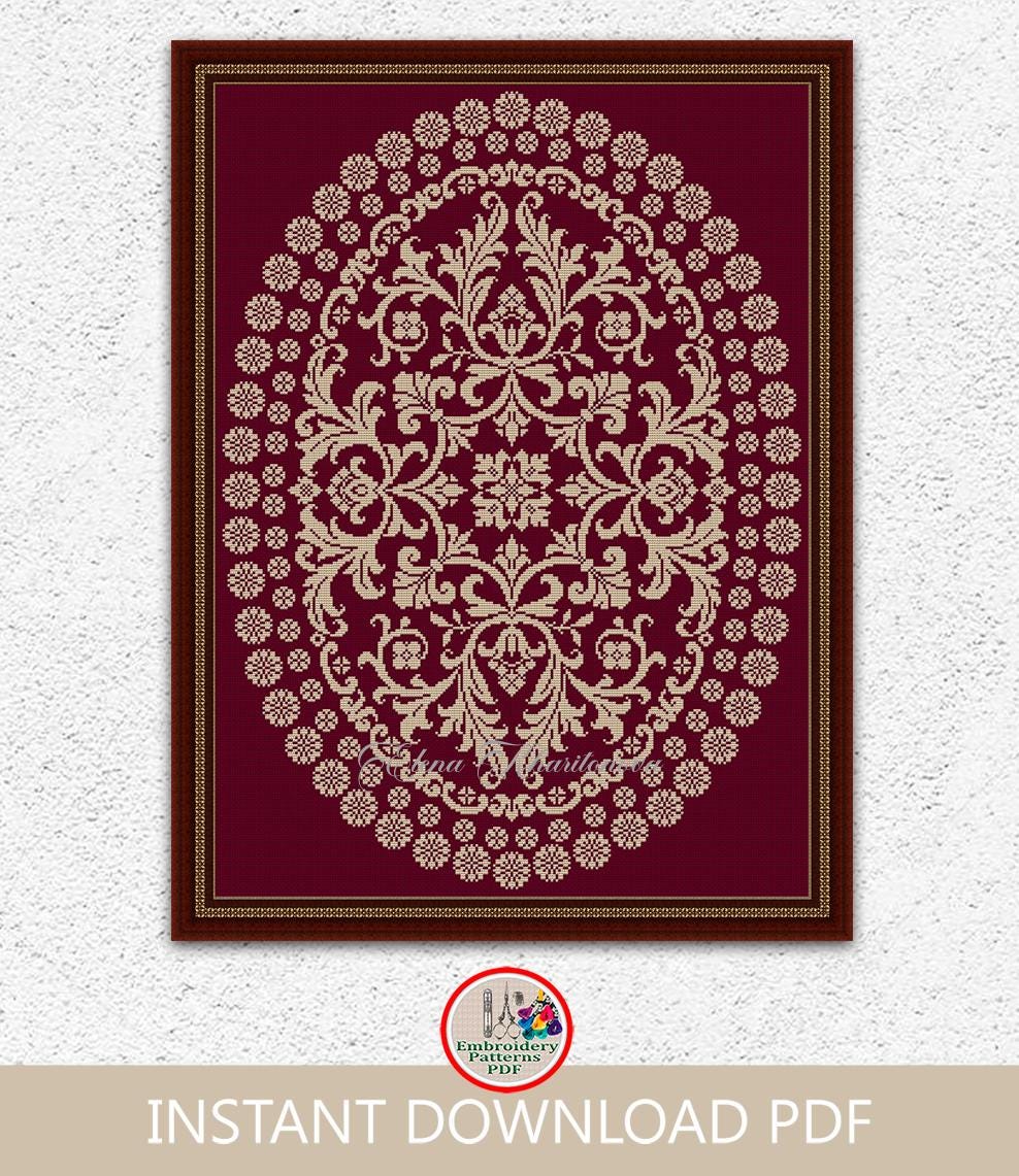 Monochrome Sampler Counted Cross Stitch Pattern Antique Oval