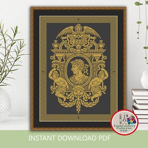Gaius Julius Caesar Cross Stitch Pattern Monochrome Sampler Embroidery ...