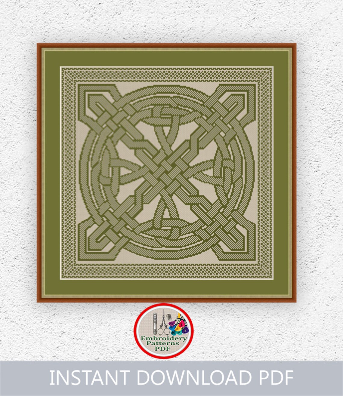 Monochrome Celtic Cross Stitch Pattern Celtic Square Etsy