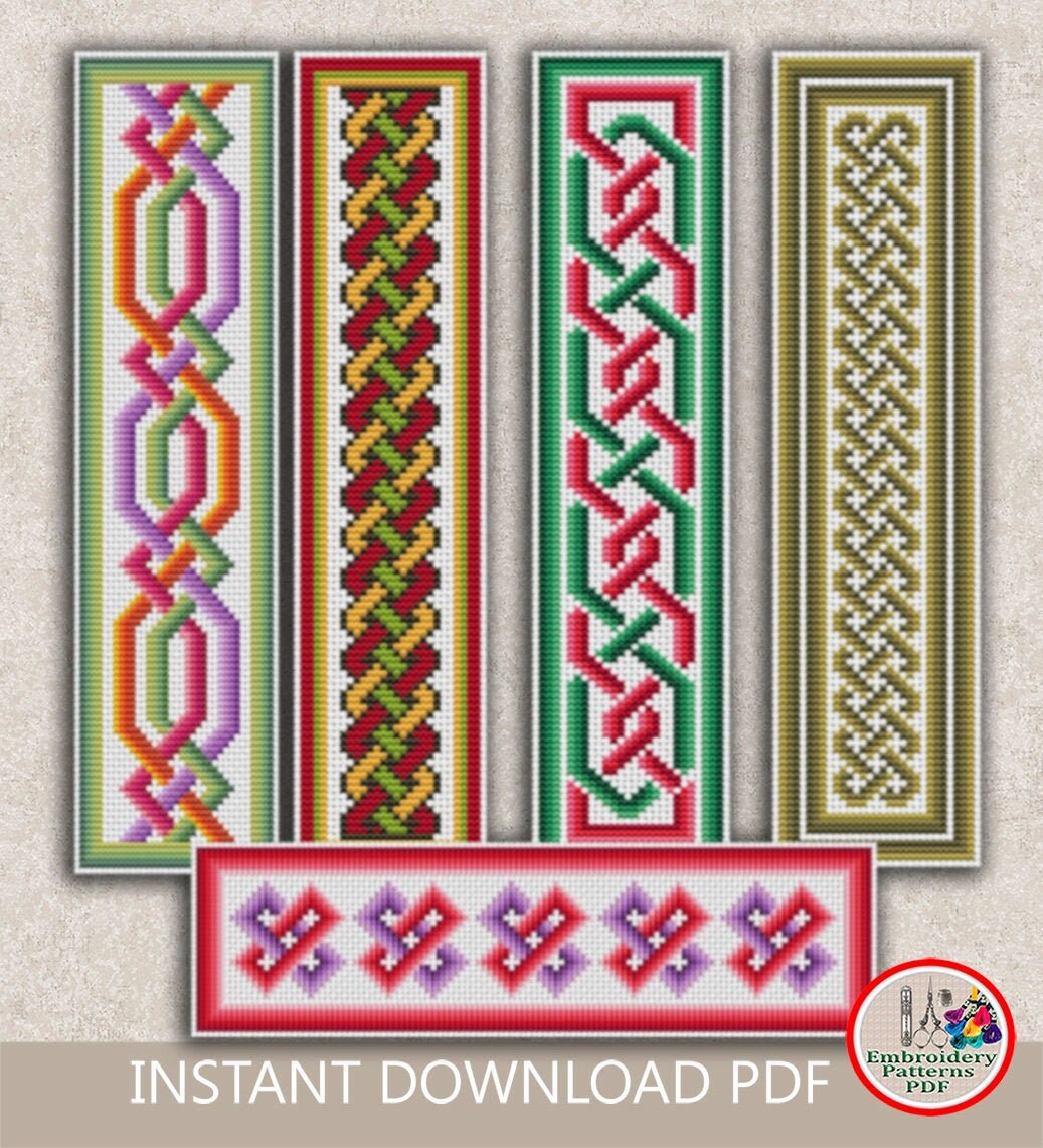 Bookmark Set of 5 bookmarks patterns Celtic cross stitch Etsy