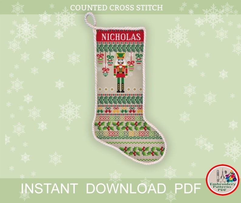 Nutcracker Stocking Cross Stitch Pattern Custom Christmas Etsy