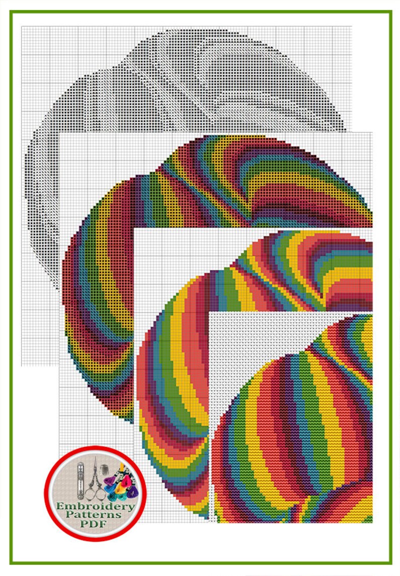 Cross Stitch Chart Embroidery Optical Illusion Geometric Etsy