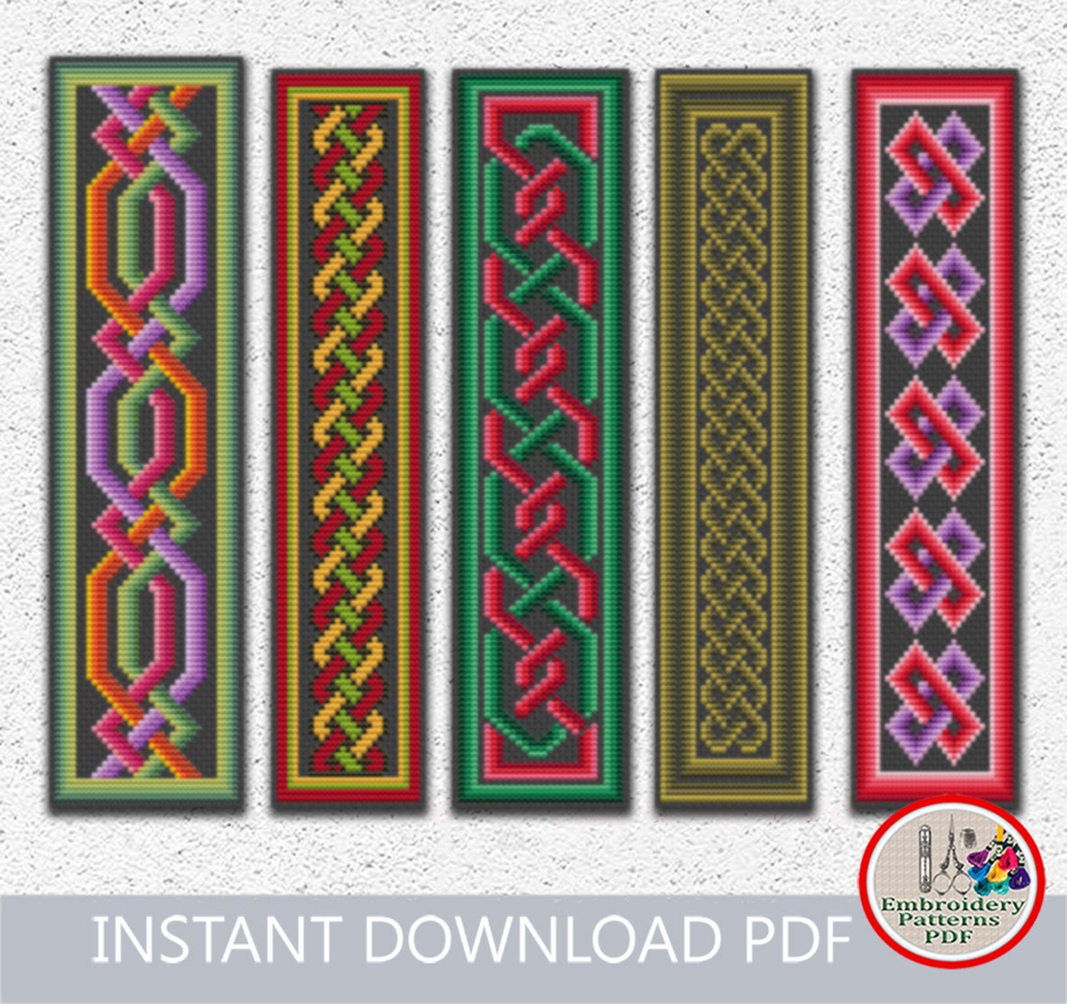 Bookmark Set of 5 bookmarks patterns Celtic cross stitch Etsy