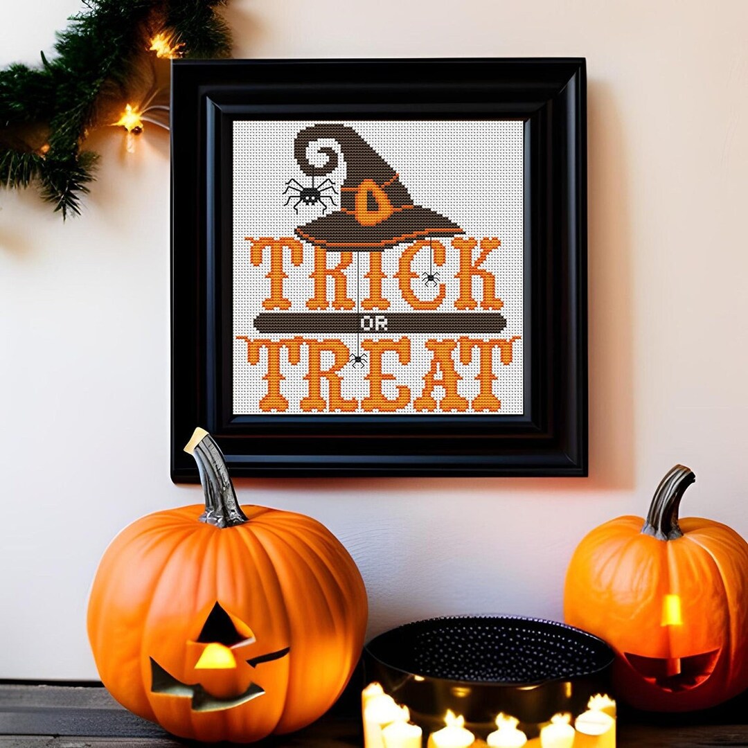 Trick or Treat Cross Stitch Pattern Halloween Cross Stitch Etsy