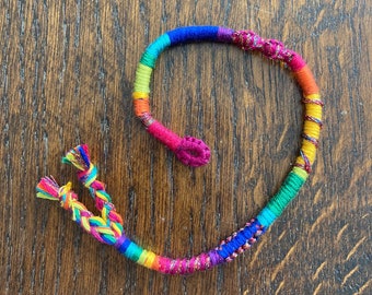 9inch Jewel Tone Rainbow Hair Wrap Extension -- clip in/braid in hair wrap extension
