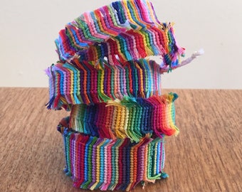 Rainbow Fringe Upcycled Woven Friendship Bracelet