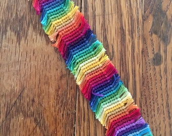 Gradient Rainbow Fringe Upcycled Woven Friendship Bracelet