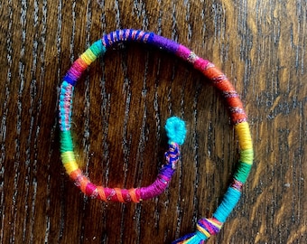 10inch Jewel Tone Rainbow Hair Wrap Extension -- clip in/braid in hair wrap extension