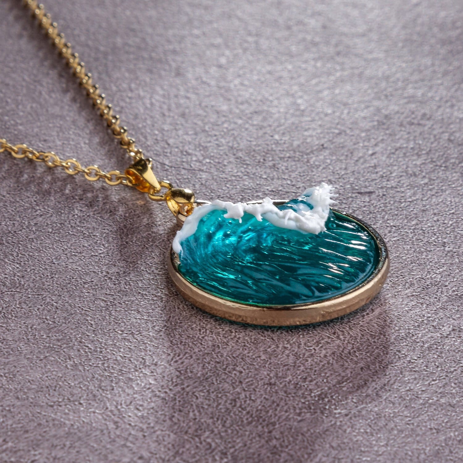 Handmade Silver Ocean Wave Necklace: Resin Sea Jewelry - Etsy