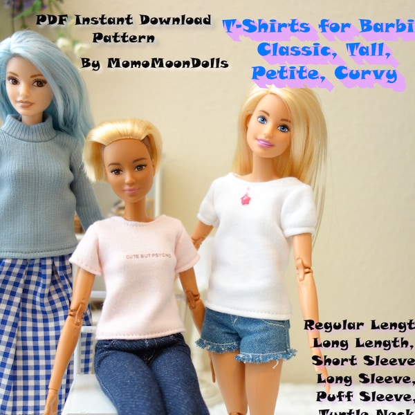 T shirts, Sweater pattern for Barbie, PDF Instant Download