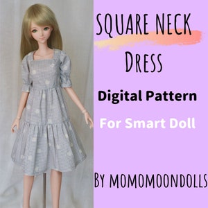 Square neck Dress for Smart Doll, Digital Pattern, Instant download, PDF, Pattern Smart Doll