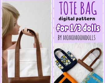 Tote Bag pattern for dolls, Smart doll, Dollfie dream, Super Dollfie, Hand bags for BJD, PDF pattern, Instant download