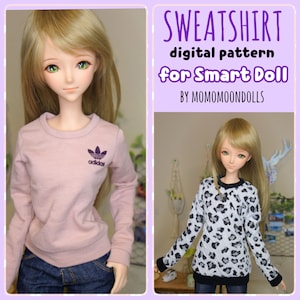 Sweatshirt pattern for Smart doll, Sweater, T shirts, PDF Pattern, Digital pattern for dolls