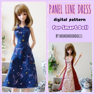 Panel Line dress Pattern for 1/3 Dolls, Smart Dolls, Digital download