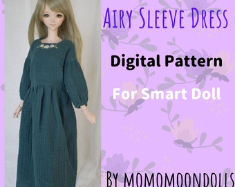 Dress pattern for smart doll, 1/3 scale, digital pattern, PDF