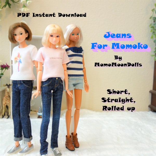 Pants for momoko, Jeans, Shorts, PDF pattern for dolls