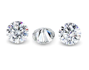 Lose kleine, im Labor gezüchtete Diamanten (0,7–3,0 mm bzw. 0,0015–0,1 ct) pro Packung (1 Karat). Rundgeschliffen, Farbe DE, Reinheit VVS, HPHT/CVD 3EX.