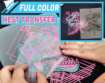 Full Color Heat Transfers with your logo or artwork, Weedless Transfer, DTF Transfers, DTF,  Ready to press.